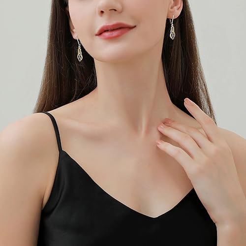 Miniatura 3 de YL Aretes de nudo celta de plata de ley 925 con cierre de palanca infinito, joyería colgante