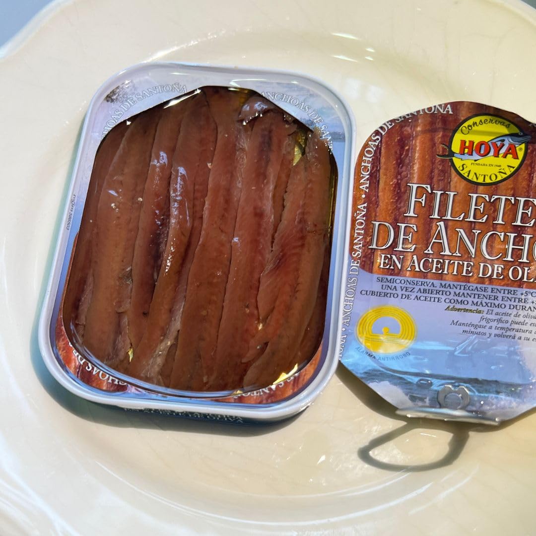 Hoya Santoña Anchoas del Cantábrico - Pack 4 latas de 74g/Aprox.14 filetes (296g/Aprox.56 filetes). Elaboración Artesana con bocartes del Cantábrico en Aceite de Oliva.