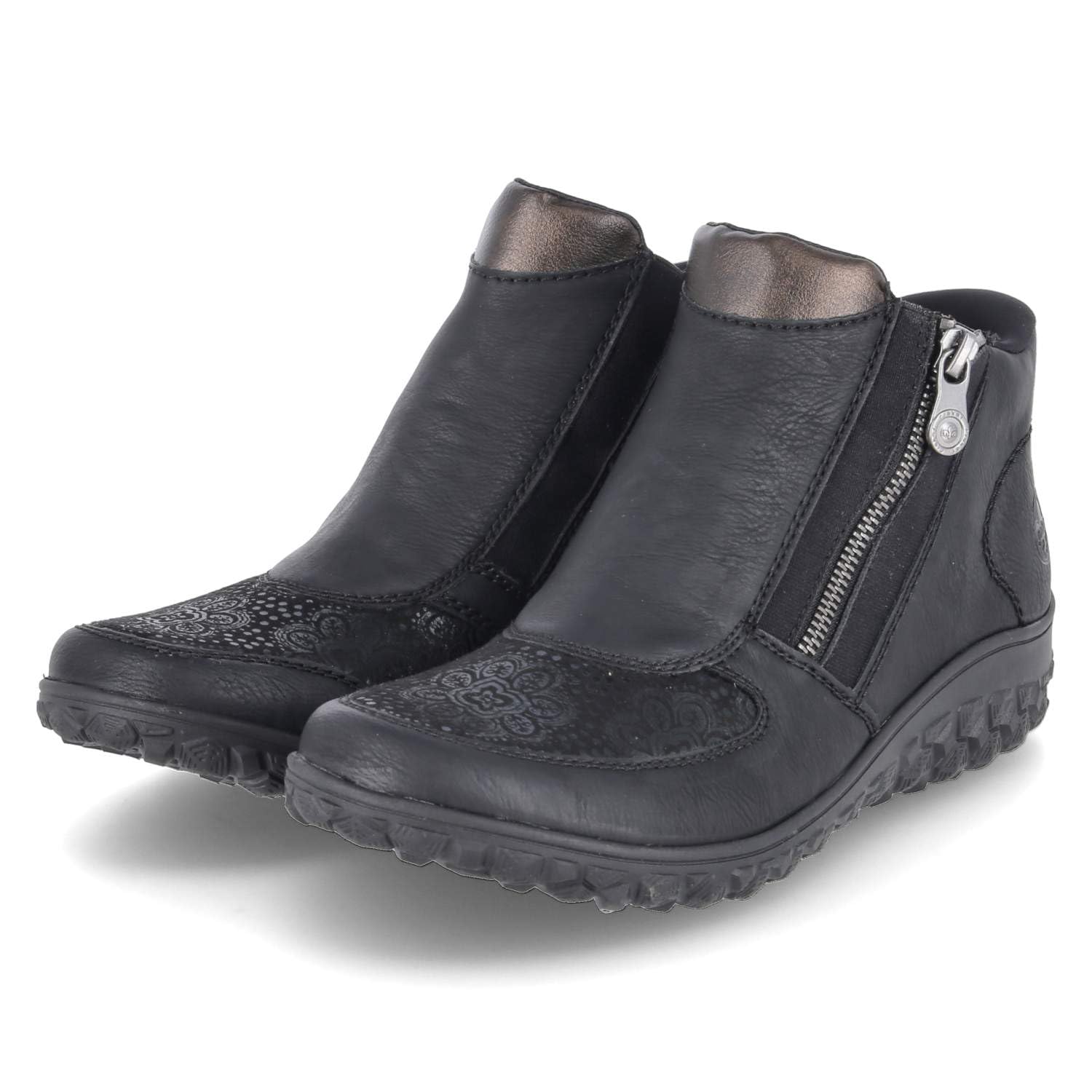Rieker 59558-00 Slip-On Boots Textile & Synthetic Women's in Black Combination, Black 00, 6.5 UK
