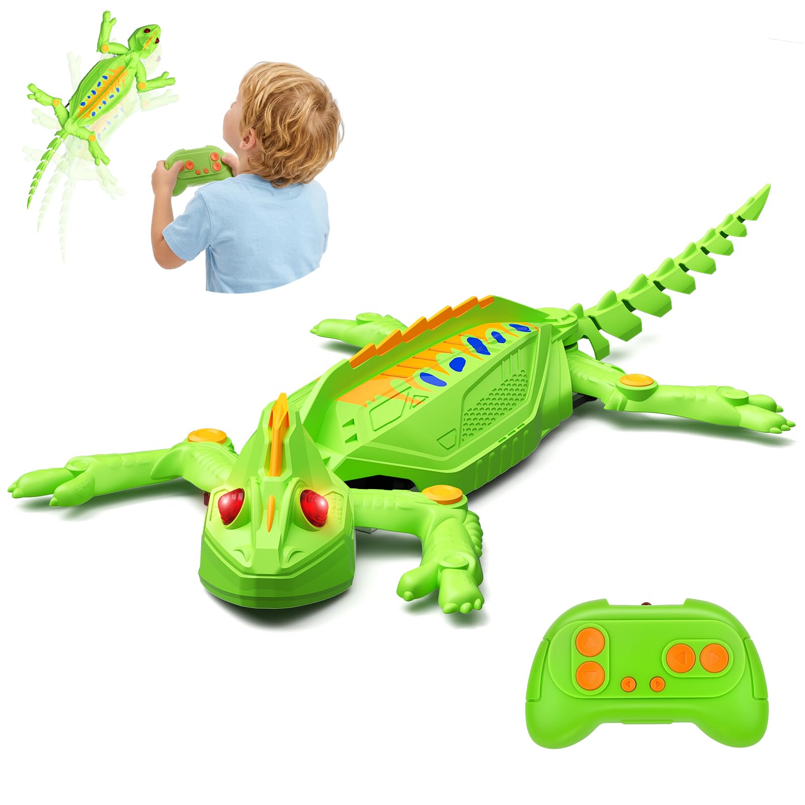 Geco Telecomandato, Lucertola Telecomandata con Ricaricabile con Cavetto USB, Movimenti Realistici, Direzione Regolabile, Regali Giocattoli interattiviper para Bambini 4 5 6 7 8+ Anni