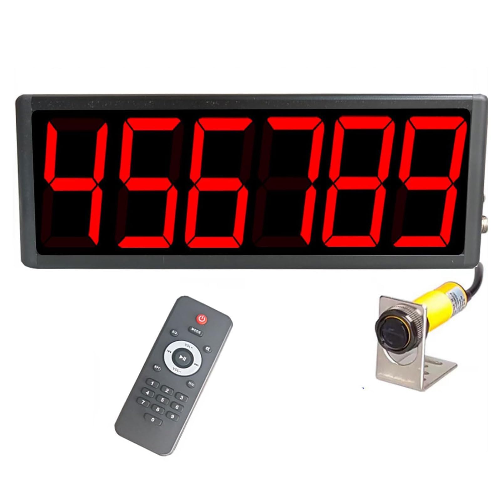 Contatore Digitale a LED con Display a 6 cifre, Conta Fino a 999999, Distanza di induzione Regolabile 70 cm per Nastri trasportatori e Linee di Produzione.,