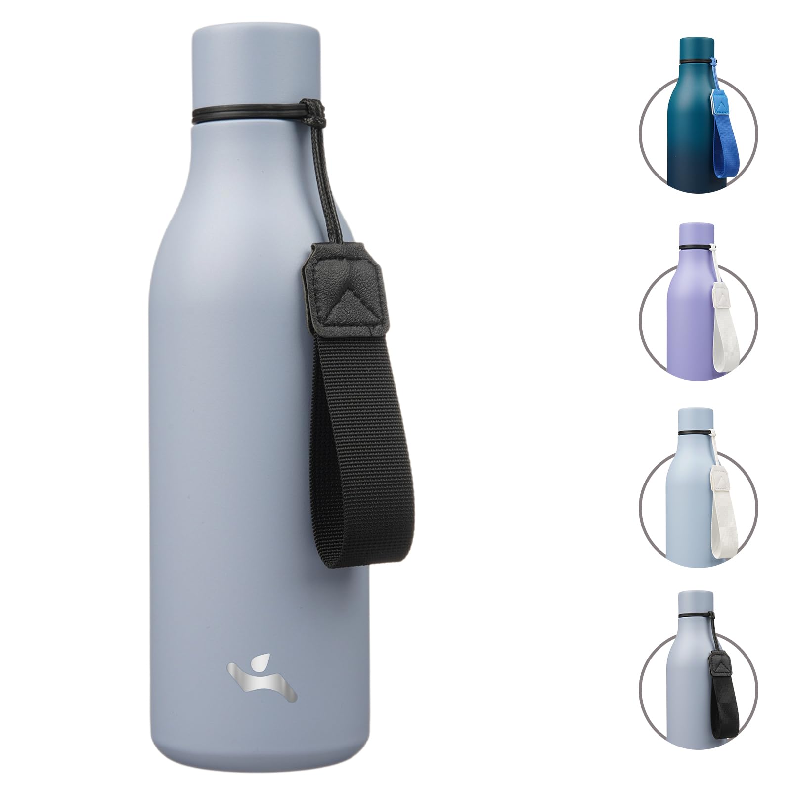 Konokyo 18 oz Insulated Stainless Steel Metal Water Bottle with Strap | BPA-free, leak-proof, dishwasher-safe reusable bottle with strap for gym, school, hiking, outdoor travel &amp; hydration