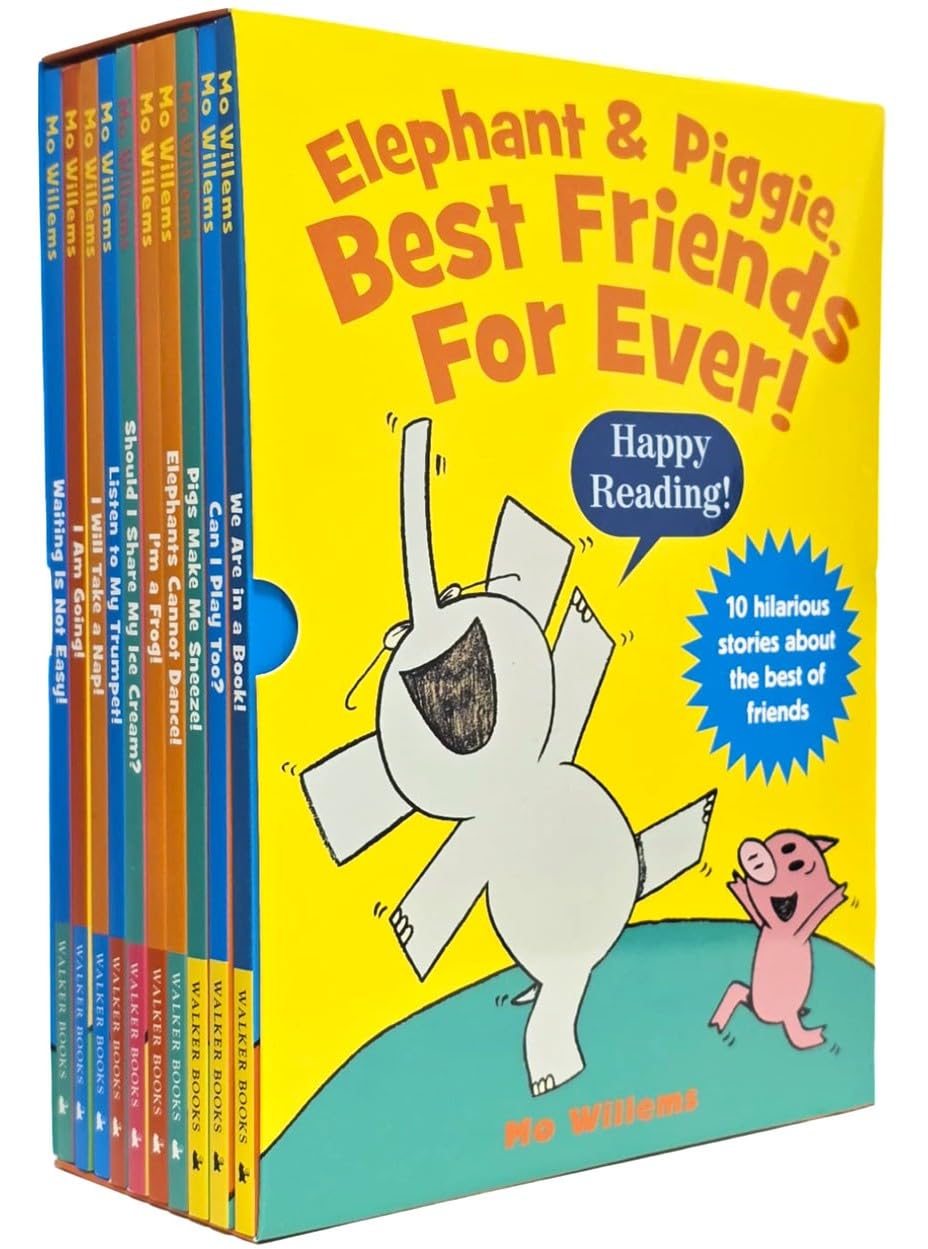 Elephant & Piggie, Best Friends For Ever Series by Mo Willems 10 Picture Books Collection Box Set (Can I Play Too, We Are in a Book, Elephants Cannot Dance, I Will Take a Nap & 6 More)