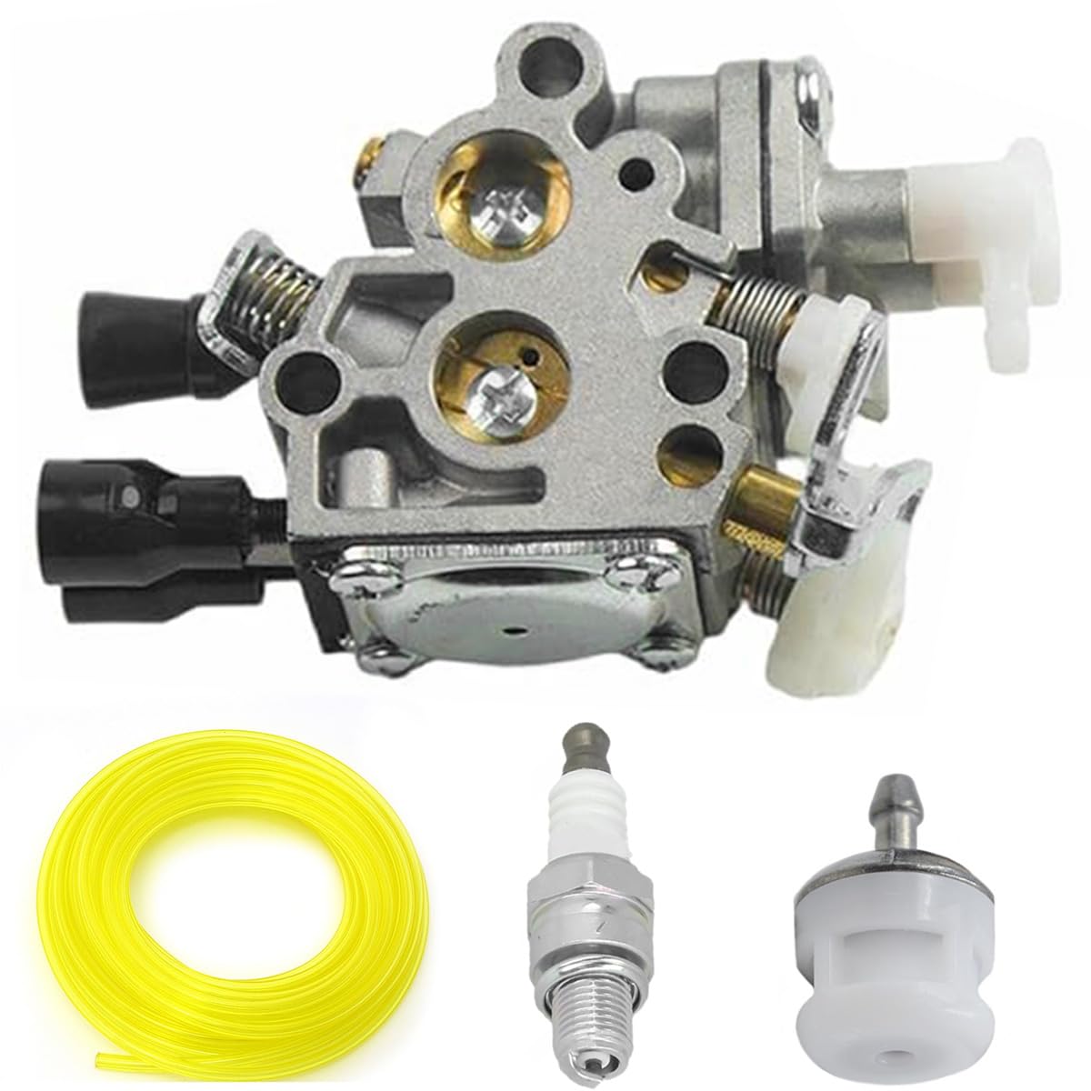 ZAMDOE Vergaser für Stihl HS46 HS56 für ZAMA C1T-S195 C1T-S195E 4242-120-0600 7010-871-0231 Serie Heckenscherenmotor ersetzt Rasentrimmer-Unkrautvernichter, mit Zündkerzen-Kraftstofffilter