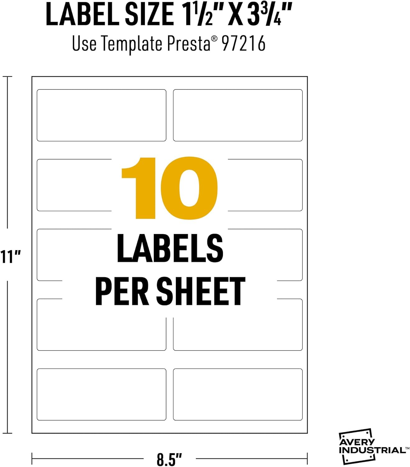 Avery UltraDuty GHS Labels, Waterproof, 1.5 X 3.75" White Rectangle Labels , 250 Total, Use with Laser Printers