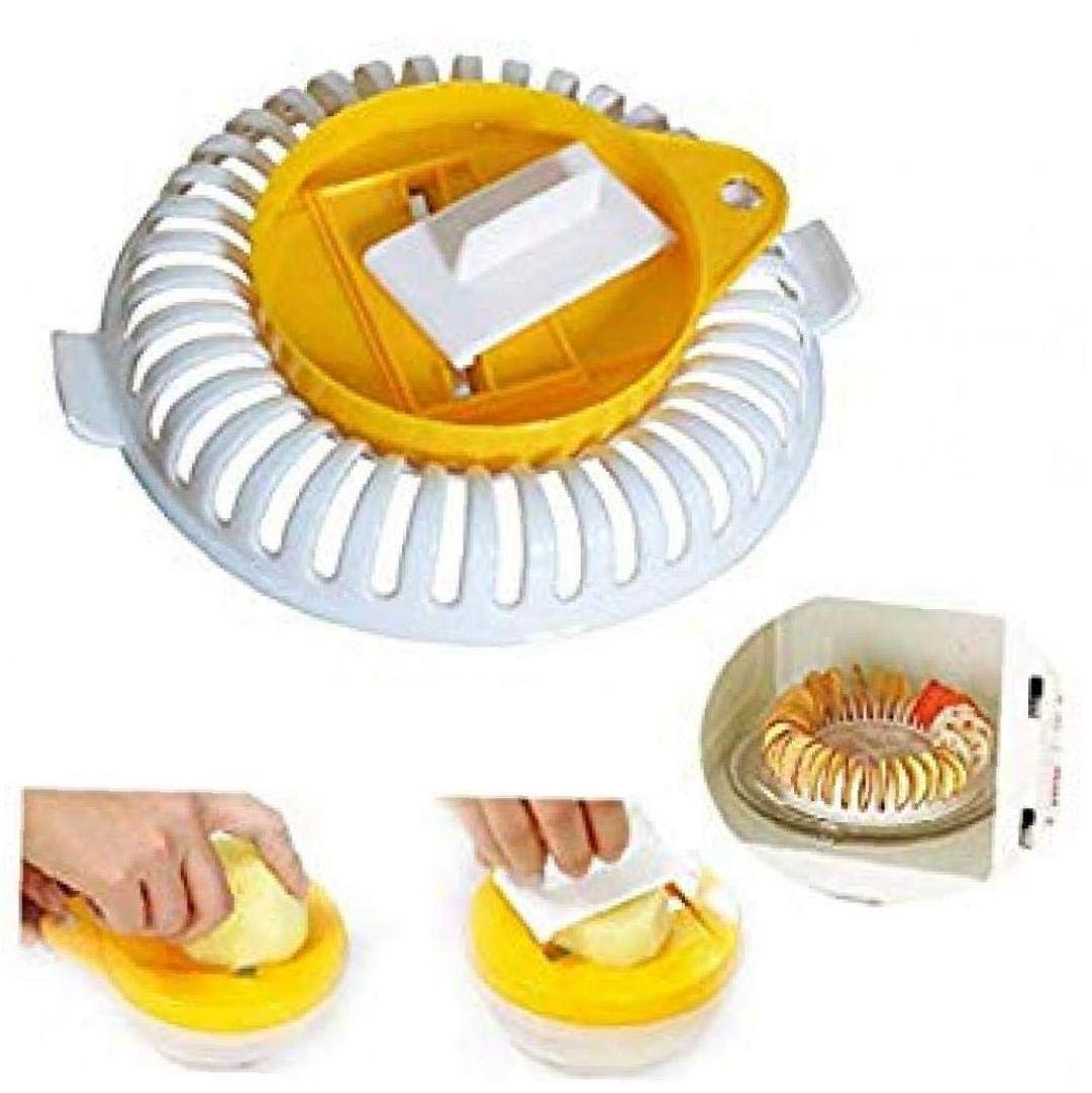 Culer White + Yellow Microwave Oven Potato Chips Maker Apple Fruit Potato Crisp Chip Slicer Snack Maker Diy Set Tray Kitchen Tool Random Color