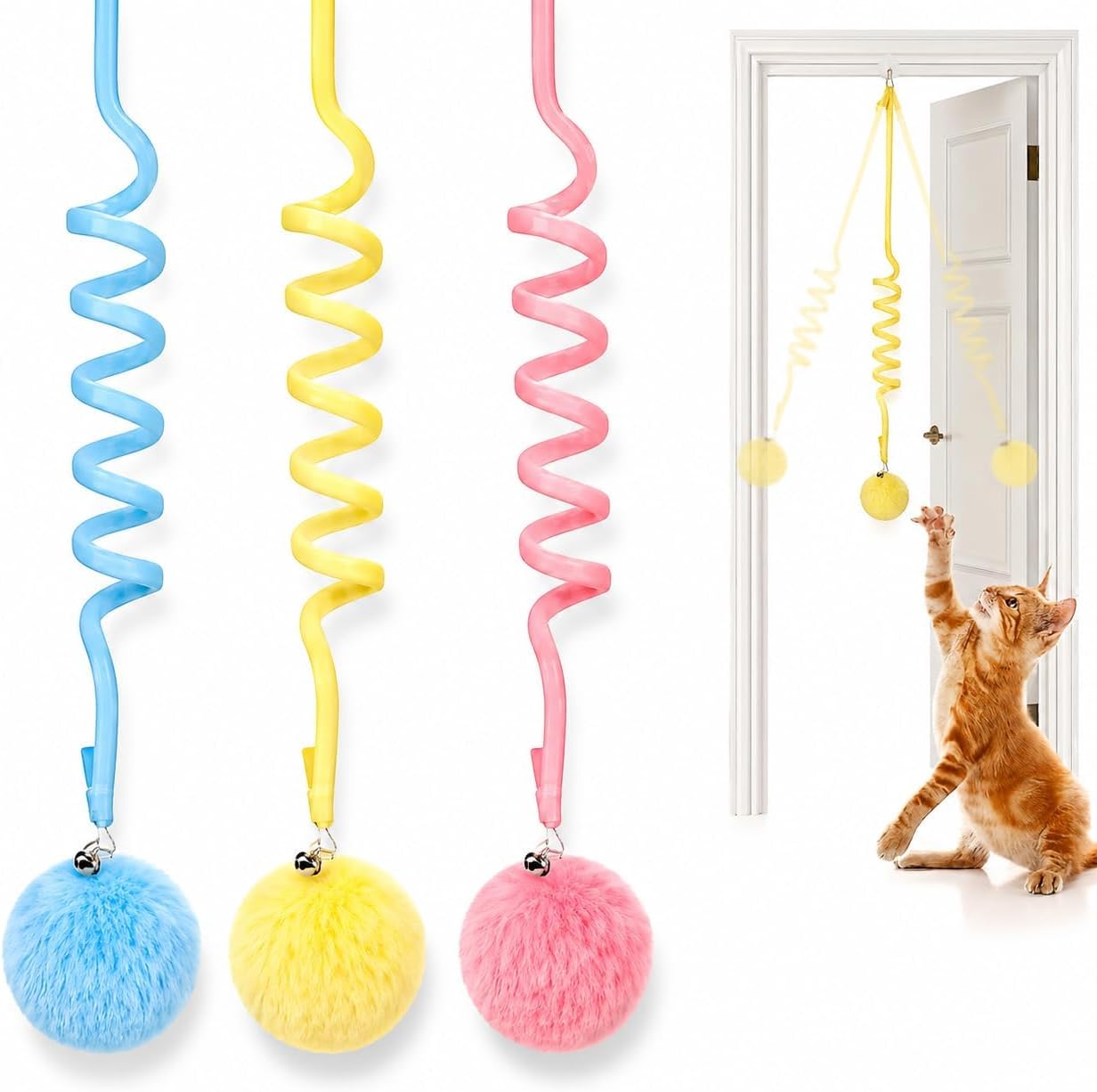 Juego de 3 juguetes colgantes para gato con campana miniatura 1