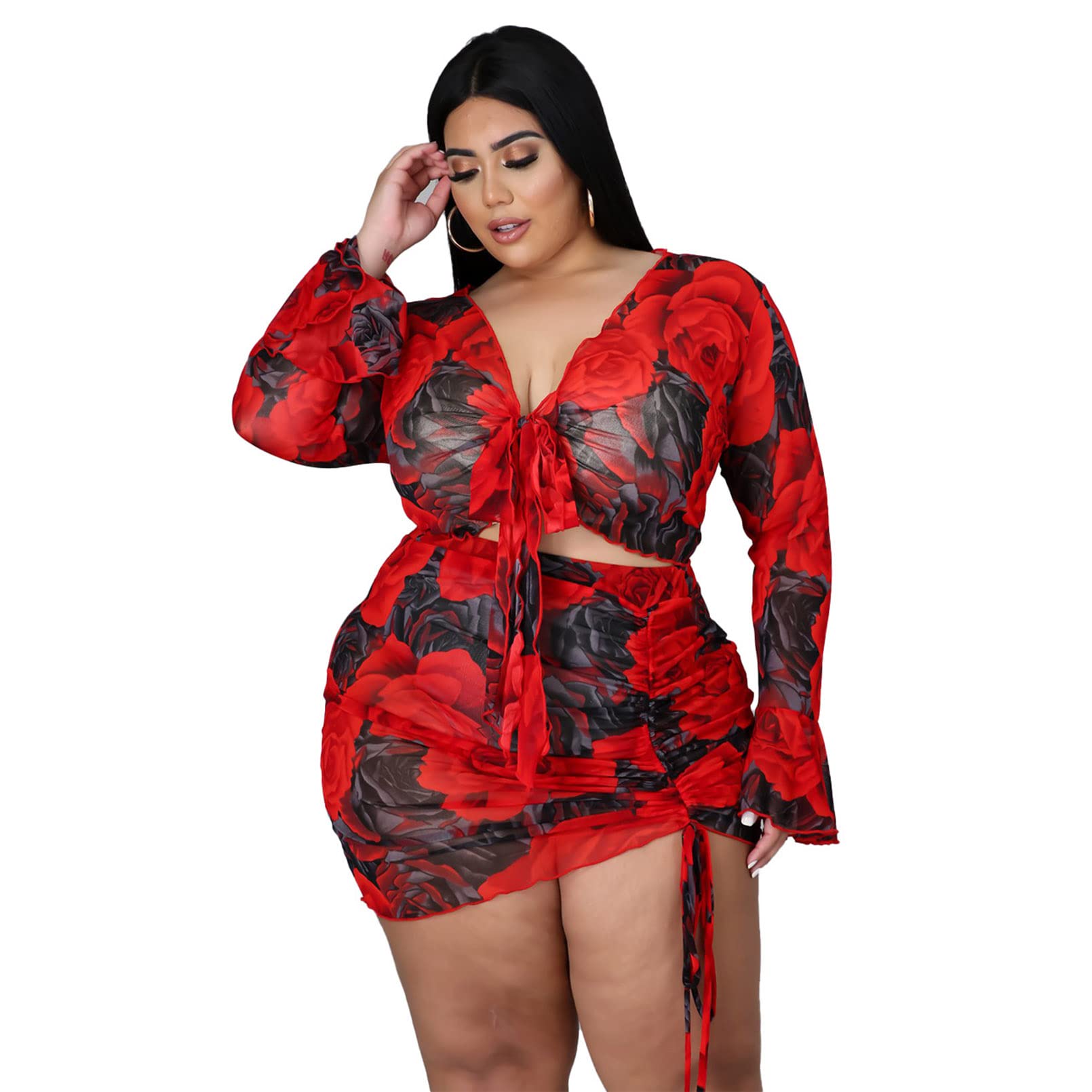 Ensemble 2 jupes courtes plissées fleuries pour un look d'été sexy