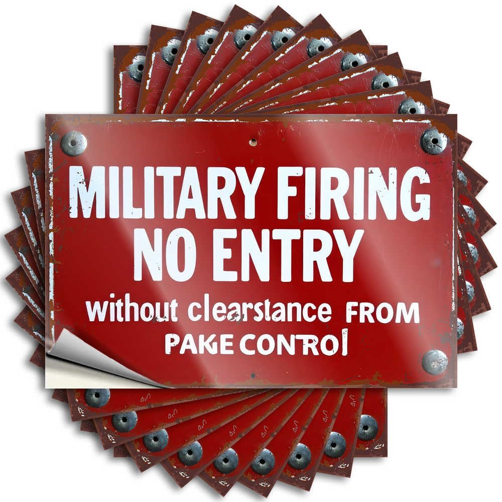 Plain Crazy Lettering Sticker - Restricted Area: Military Firing Range - No Entry Without Clearan Removable Decal Cover Easy Peel for Teen(12X18CM)