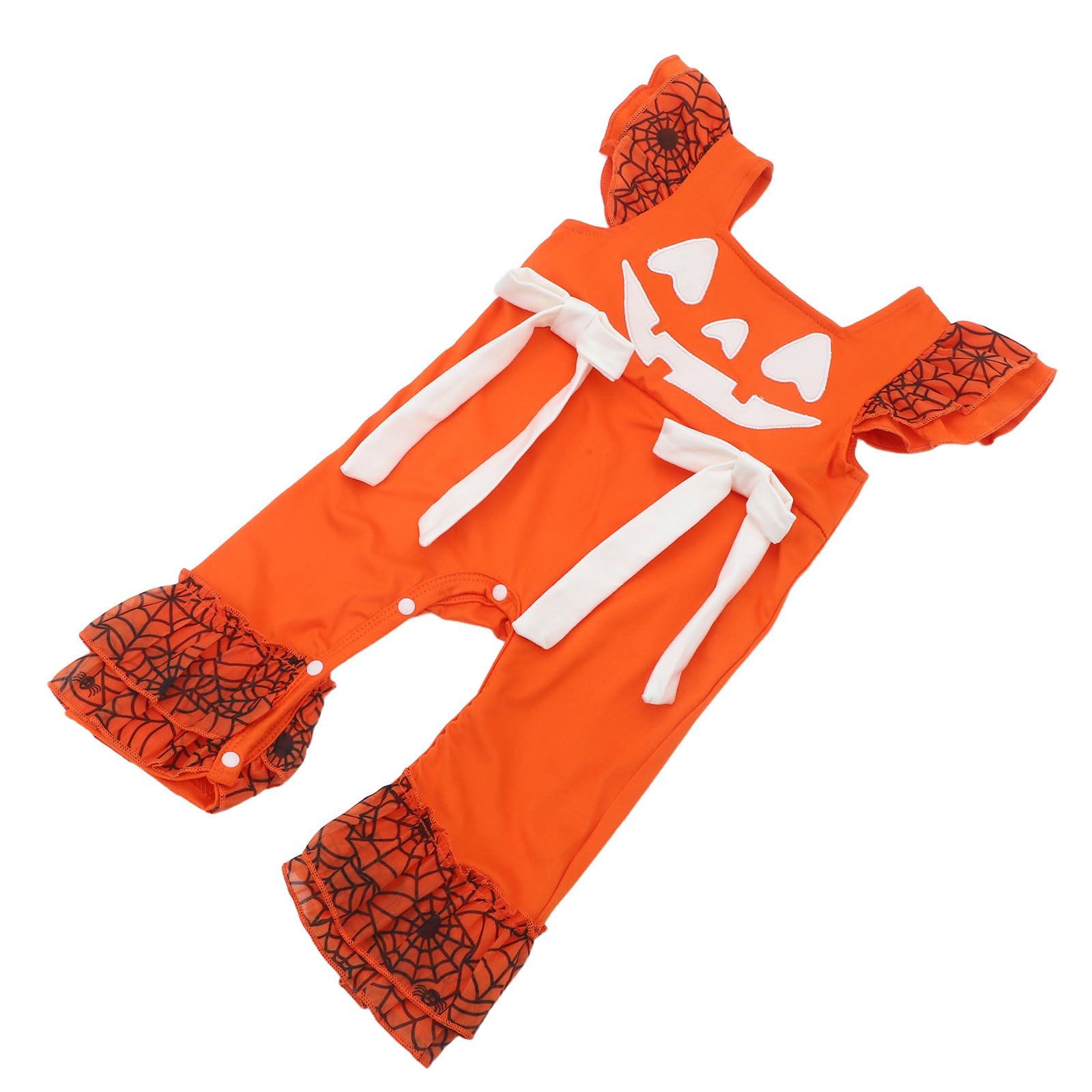 Healeved 3 Pezzi Pagliaccetto Neonata Arancione Stampa Zucca per Halloween Morbido e Traspirante, senza Maniche, per Feste di Halloween 3-6 Mesi