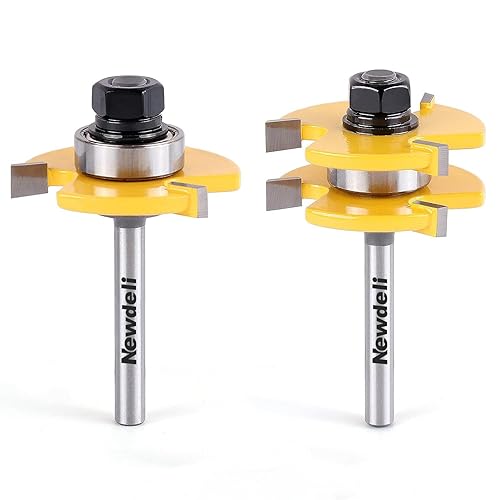 Miniatura 7 de Newdeli Juego de brocas para enrutador de lengüeta y ranura, vástago de 14 de pulgada, 2 brocas de enrutador para stock de 34 pulgadas, profundidad