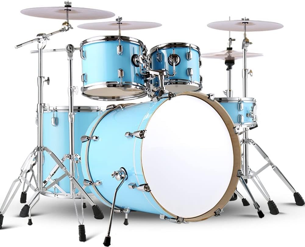 Set di batteria per adulti, strumento a percussione professionale, kit completo con staffa in lega ispessita per esibizioni sul palco per principianti, colore venature del legno