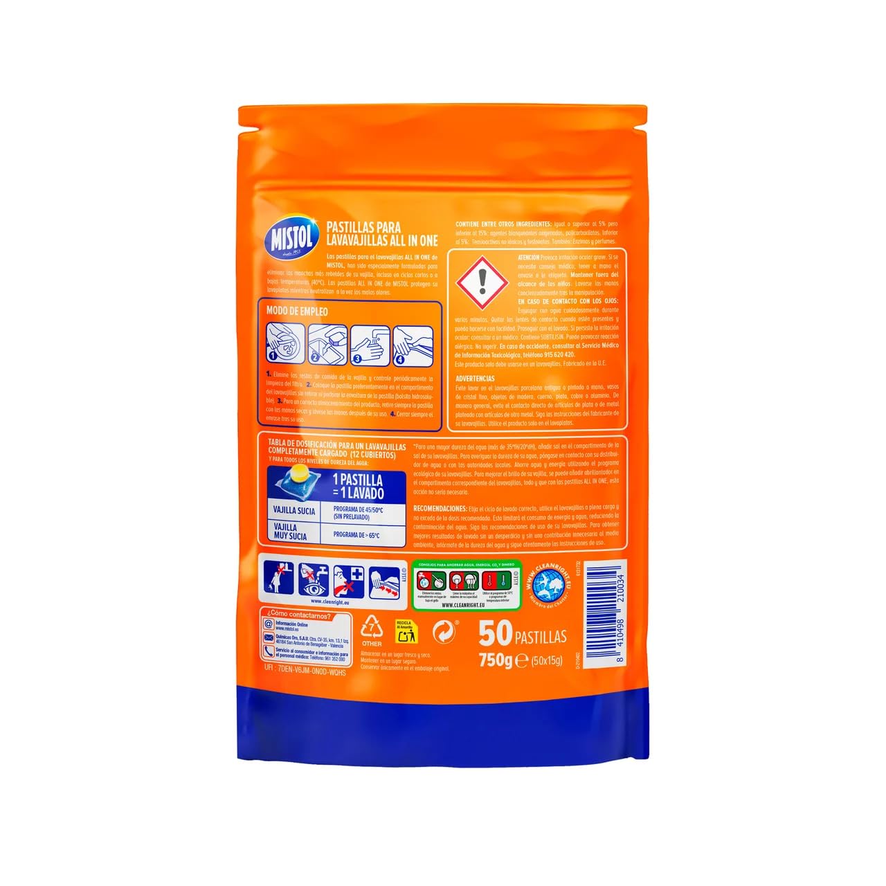 Set di 4 pastiglie per detersivo tutto in uno, 50 pezzi, 750 g
