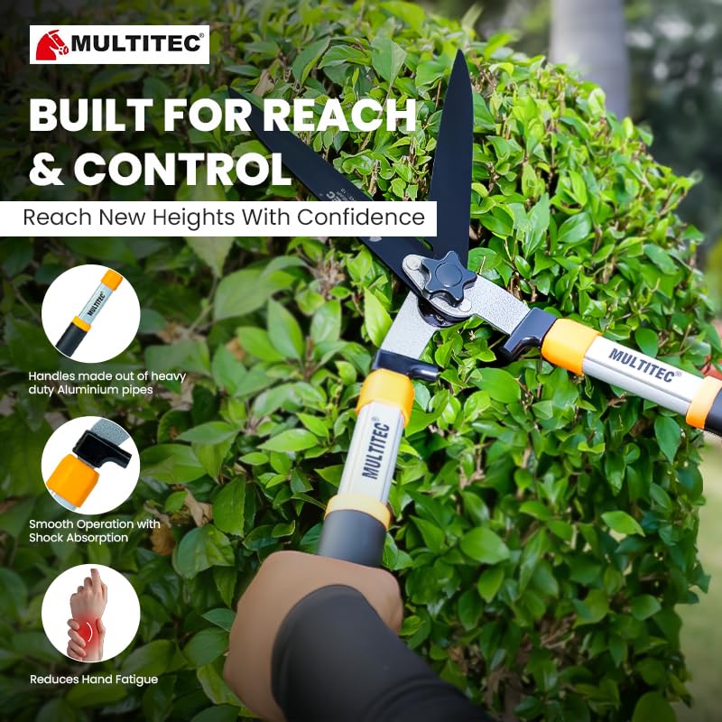 MULTITEC Heavy Duty 10 Inch Carbon Steel with Teflon Coated Wavy Blade Hedge Shear | Pruning Clipper Cutting for Outdoor Gardens | Razor Sharp Blade Scissor with Aluminum Handle Shear - Image 2 thumbnail