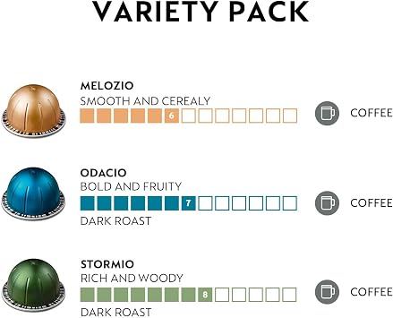 Nespresso Vertuo Next Premium Coffee and Espresso Machine by Breville with Milk Frother Capsules VertuoLine, Medium and Dark Roast Coffee, Variety Pack (30 count)