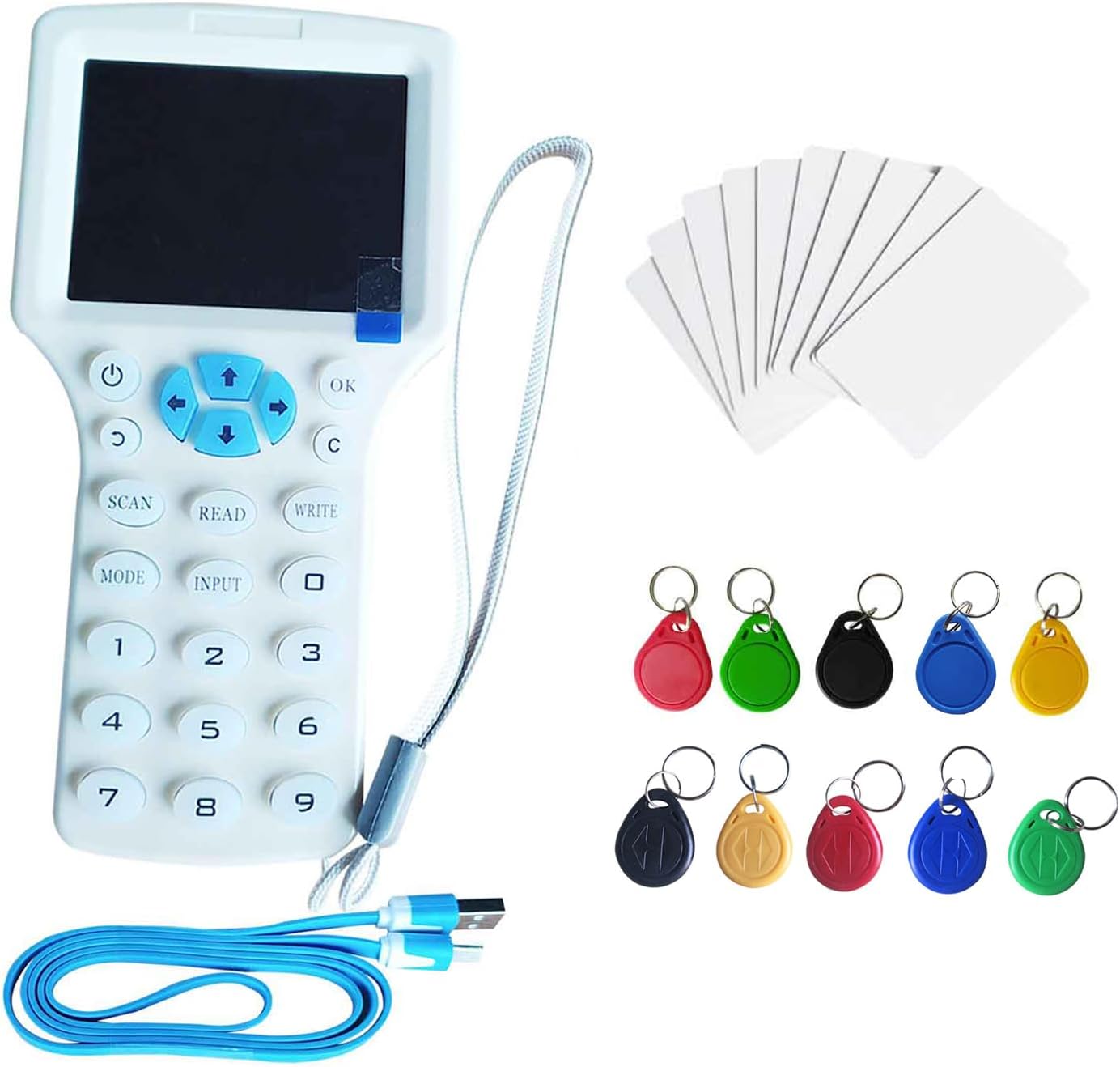 English Voice 10 Muti-Frequency RFID Copier Reader Writer Duplicator for ID/IC/Proximity Card, with 5PCS T5577/UID Changeable Key/Card