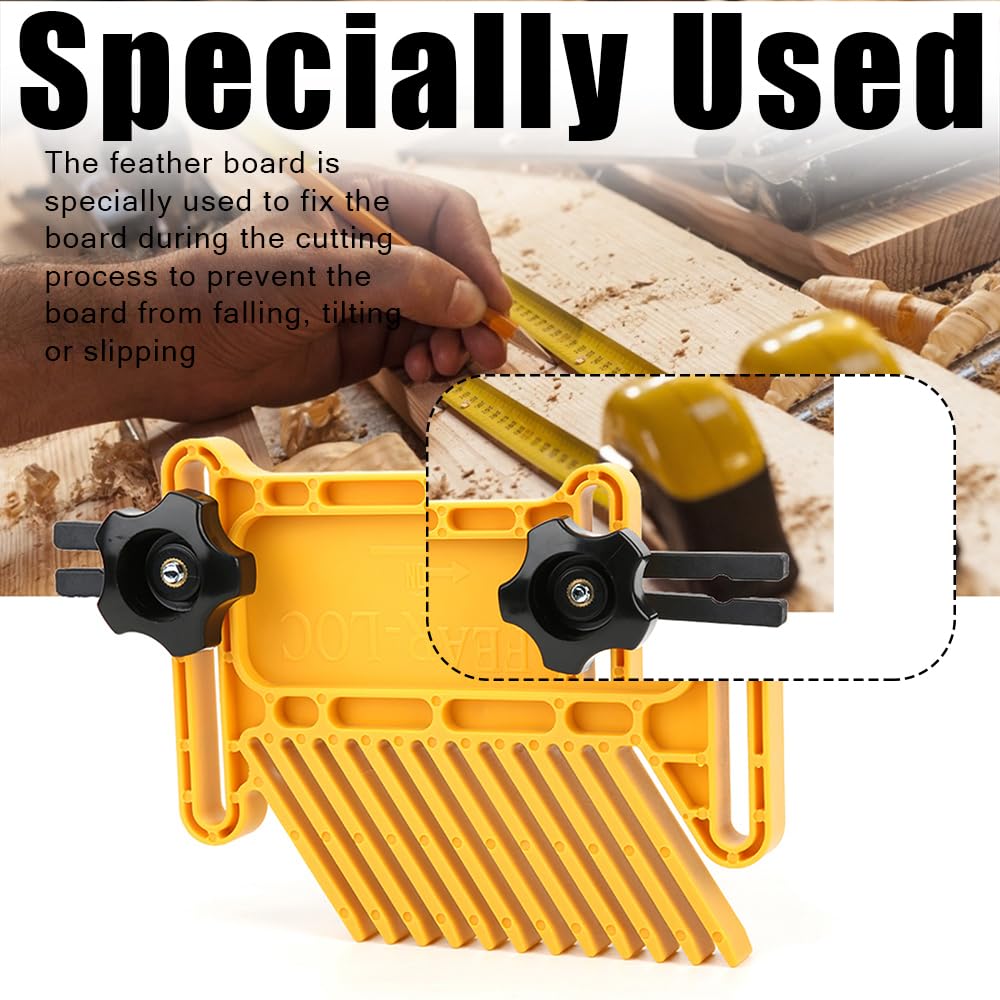 2PCS Woodworking Featherboard Set Yellow Highly Recognizable Aids for Improved Cutting Accuracy and Safety Processing Adapted to Routers and Table Saws - Image 3