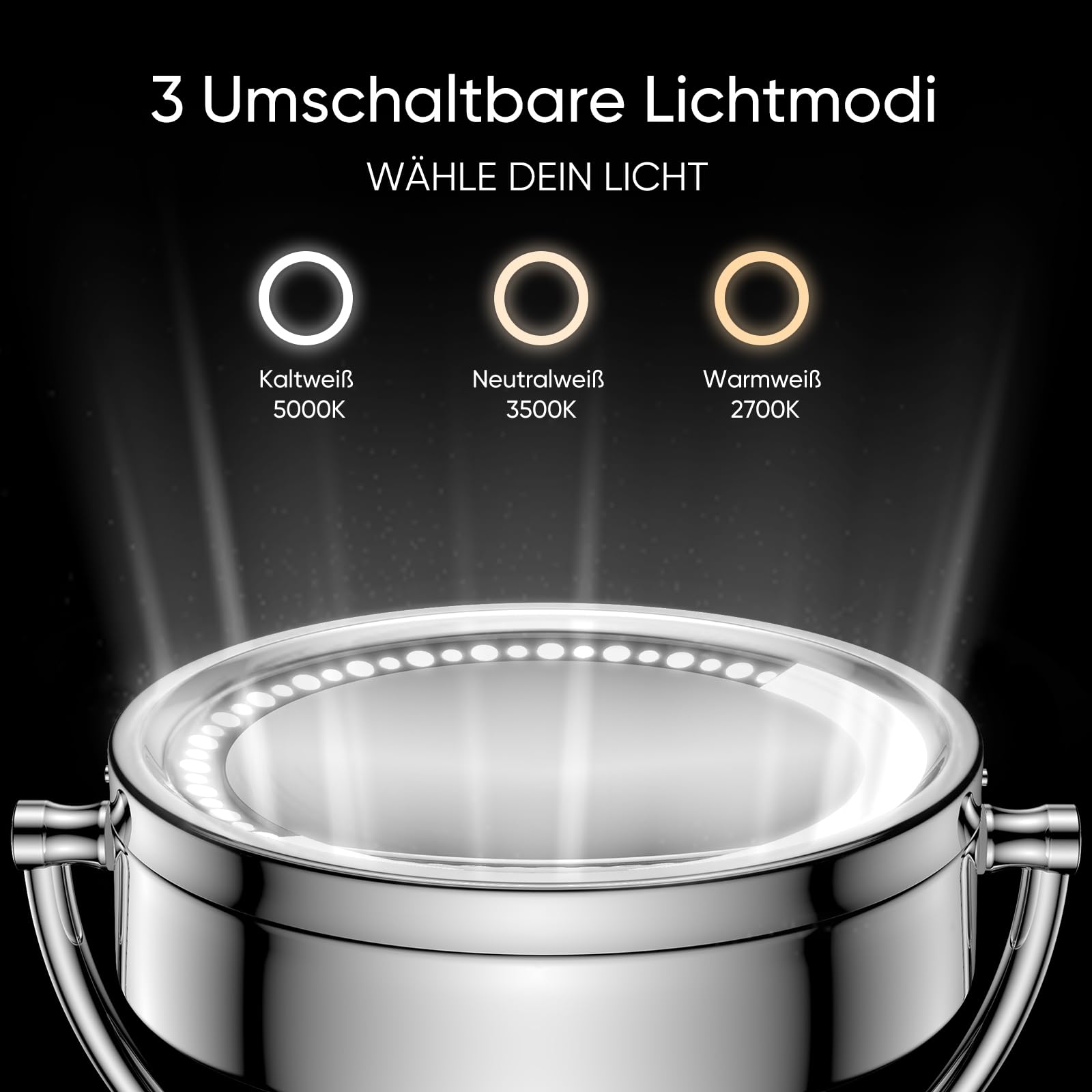 DOWRY Schminkspiegel mit Beleuchtung Wandmontage Led Kosmetikspiegel mit Vergrößerung 10 Fach Doppelseitig Spiegel Vergrößerungsspiegel mit Licht für Bad,Ø20 cm
