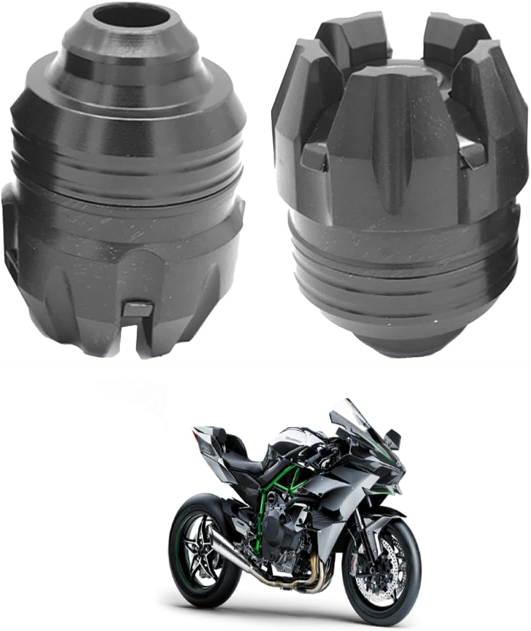 Universal Motorcycle Suspension Frame Sliders ? CNC Anti-Collision Wheel Protectors (Black, 1 Pair) Compatible with Ni-nja-H2