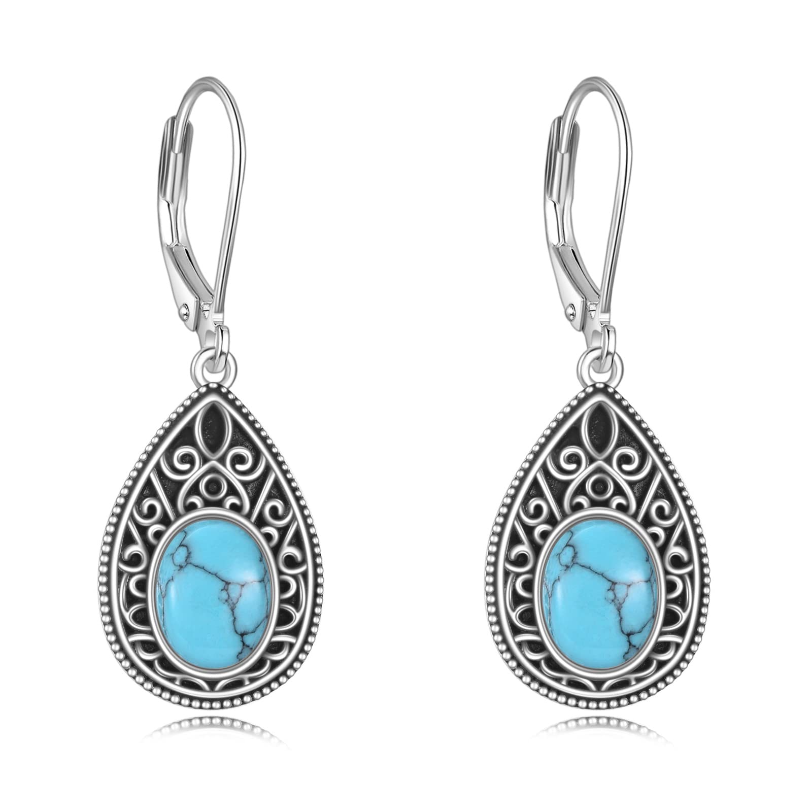Sterling Silver Cross Clover Claddagh Cherry Heart Music Note Tree of Life Mushroom Lightning Bolt Evil Eye Skull Crystal Moonstone Sapphire Turquoise Ruby Dangle Earrings Jewellery Gifts for Women