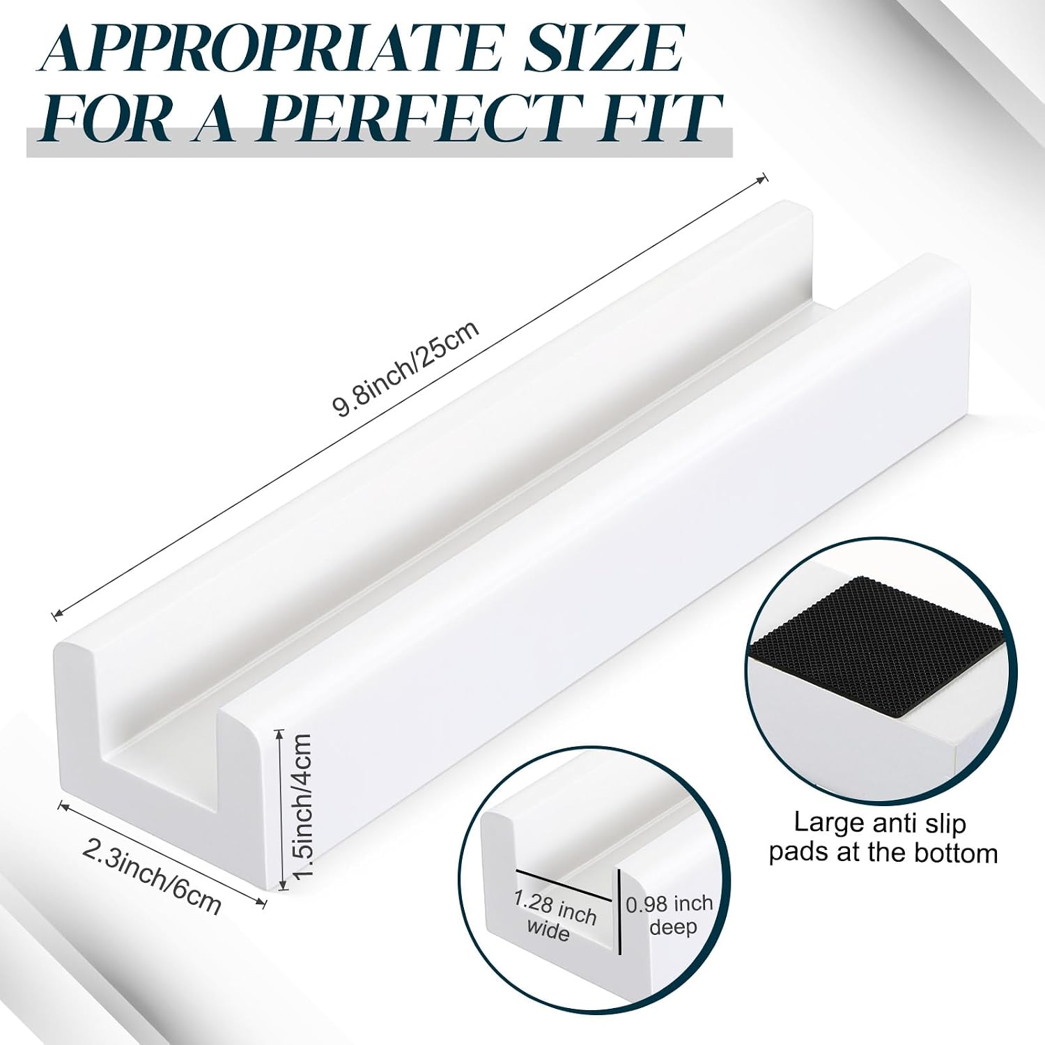 Colingmill 1 Pcs Wooden Floor Mirror Stand Anti Slip Base for Full Length Mirrors Stable Support Holder Bracket with Enlarged Non Slip Pads for Home Mirror Frames (9.8 x 2.3 x 1.5 Inches,White)