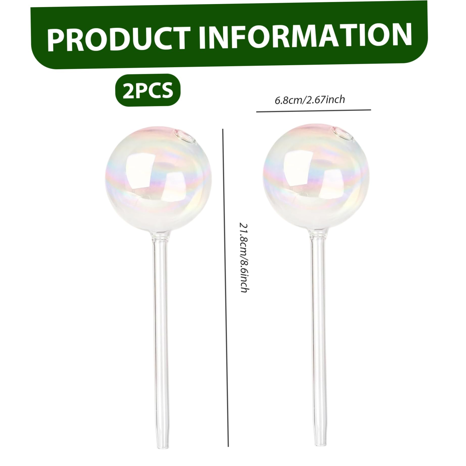 2Pcs Plant Watering Globes, Modern Creative Clear Glass Self Watering Globes for Outdoor & Indoor Plants Self