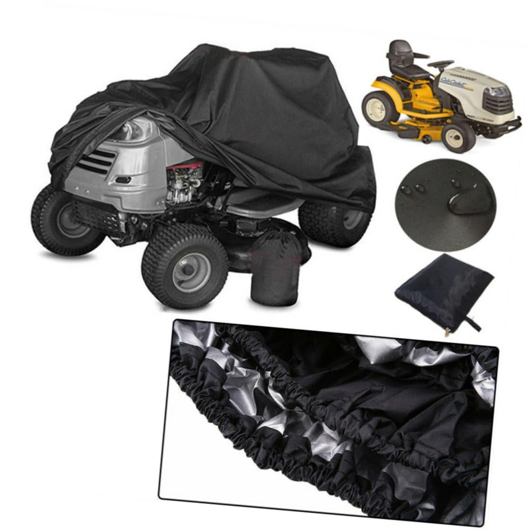 Rasentraktorabdeckung 210d Oxford Schwarz UV Beständig | Traktor und Rasenmäher, Schützt vor Harz und Regen, Garten und Heimgebrauch