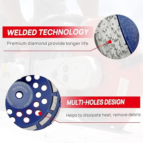 Miniatura 4 de DT-DIATOOL Mármol concreto del granito de la muela abrasiva de 7 pulgadas con el segmento doble del diamante de la fila