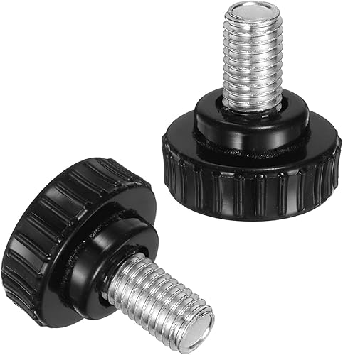 Miniatura 21 de uxcell Perillas de sujeción moleteadas M6 x 1.969 in métricas chapadas en zinc de acero al carbono rosca macho tornillo de pulgar en tipo 0.787 in