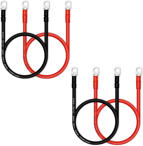 Miniatura 51 de Cables de batería de 8 AWG con terminales, 2 cables de batería de cobre