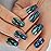iBeautying Press on Nails - Chrome Magic Mirror Effect Green Purple Holo False Nails | Metallic Punk Medium Coffin Reusable Wear Fake Nails in 10 Sizes - 24 Nail Kit with Jelly Glue Pad