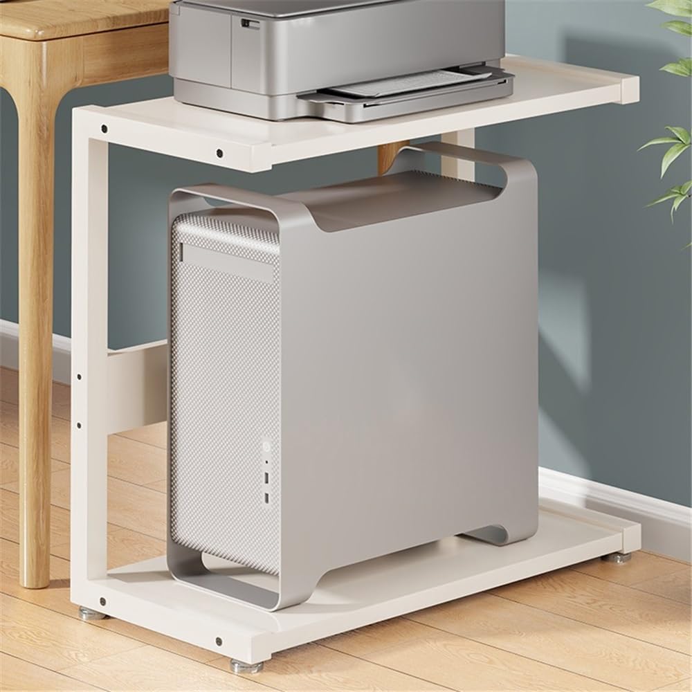 Supporto Regolabile per PC sotto la scrivania con Ruote bloccabili, Doppio ripiano per CPU, Robusto Carrello da Gioco, Design salvaspazio per casa e Accessori