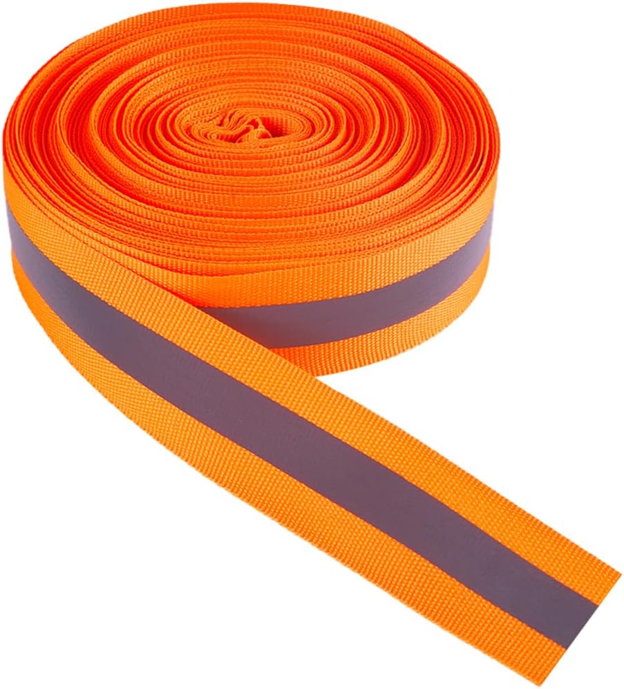 GORGECRAFT 21.8 Yards Reflective Bands Orange Winter High Visibility Reflector Fabric Reflective Safety Sew On Tape Webbing Ribbon Trim Strip Bracelets Running Gear Wrist Clothing 2.5cm