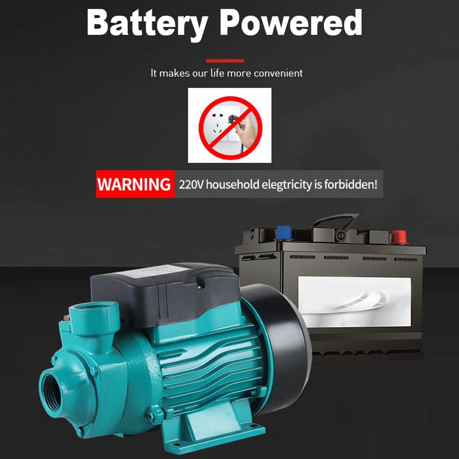 Bomba de Agua de Trasvase, Bomba de Agua Solar 12v 24v, Bomba Autocebante de 25m de Elevación, para Chorro de Pozo Poco Profundo, Trasvase de Riego, 35L/min (DC24V)