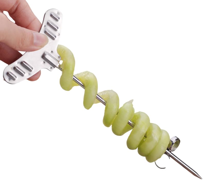 Miniatura 4 de Cuchillo giratorio en espiral para verduras y frutas, herramienta de tallado de cuchillos en espiral de acero inoxidable, cortador manual en espiral