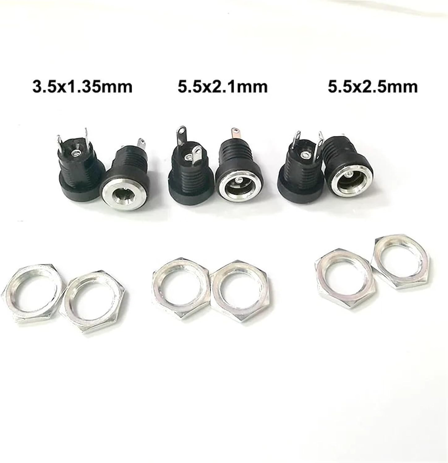 DC Male Female Power Jack Connector 5.5X2.1mm /5.5X2.5MM 3.5x1.35mm Socket Supply Panel Mount Adapter 2 Terminal Type(5525 Male,5pcs)