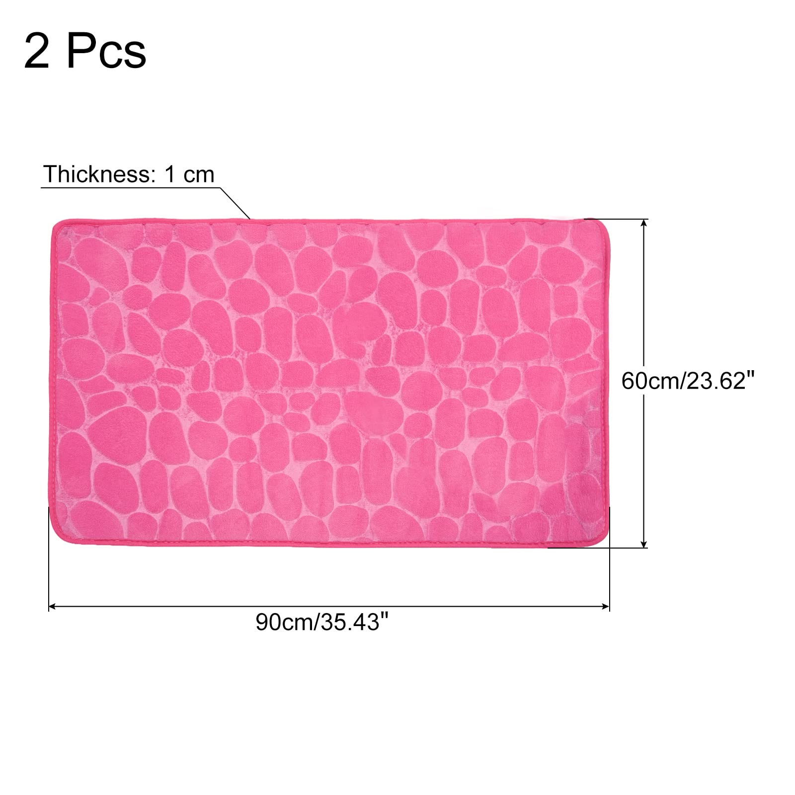 sourcing map Baño Alfombras 60x90cm, 2uds Adoquín Baño Alfombras Puerta Alfombras Memoria Espuma Baño Alfombra Antideslizante Absorbente Baño Alfombra para Baño Suelo Bañera-Rosa Rojo
