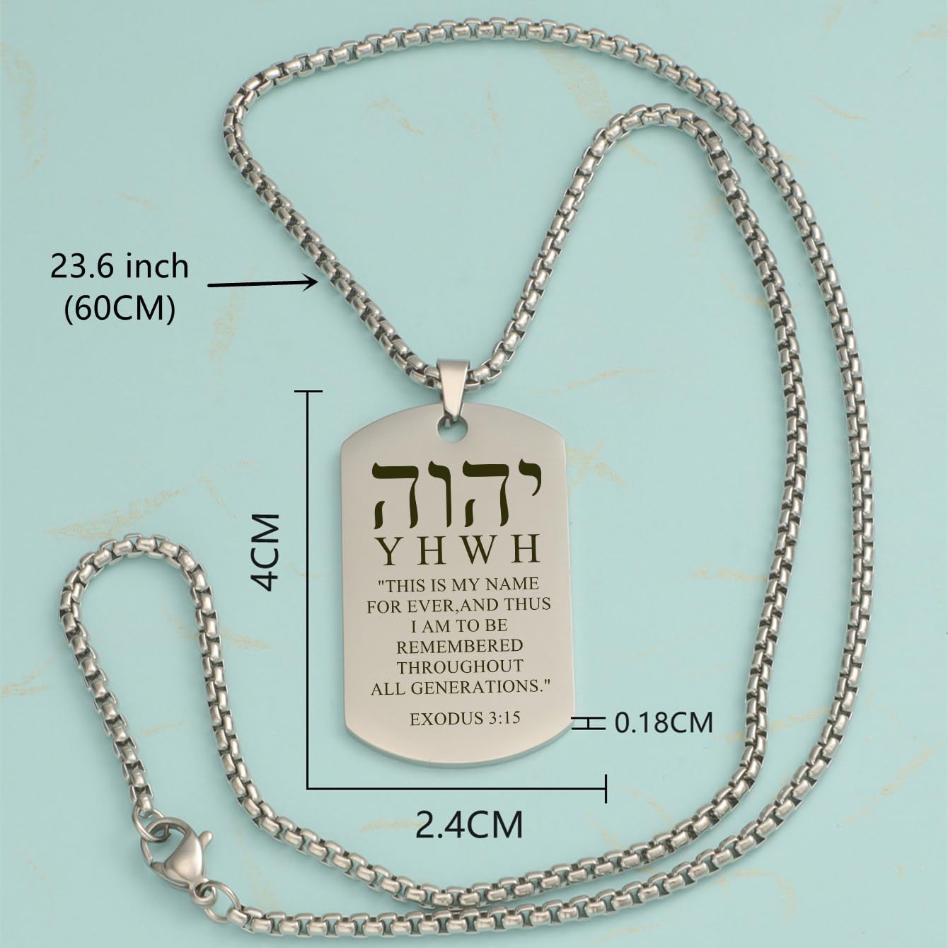 Hebrew YHVH YHWH Jehovah Names of God Pendant - Tetragrammaton Yahweh Blessed Prayers Necklace - Hebrew Yahweh Amulets Religious Jewelry for Men Women - Image 2