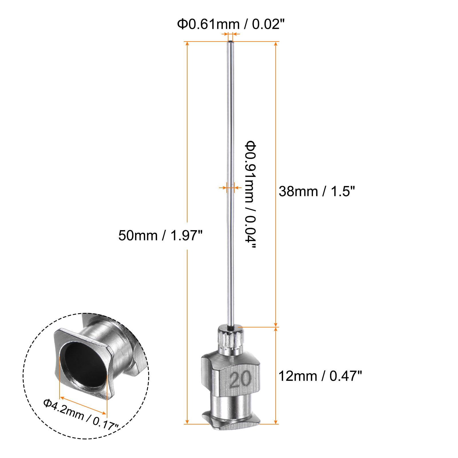 HARFINGTON 20pcs 20Gauge Stainless Steel Dispensing Needles, 1-1/2