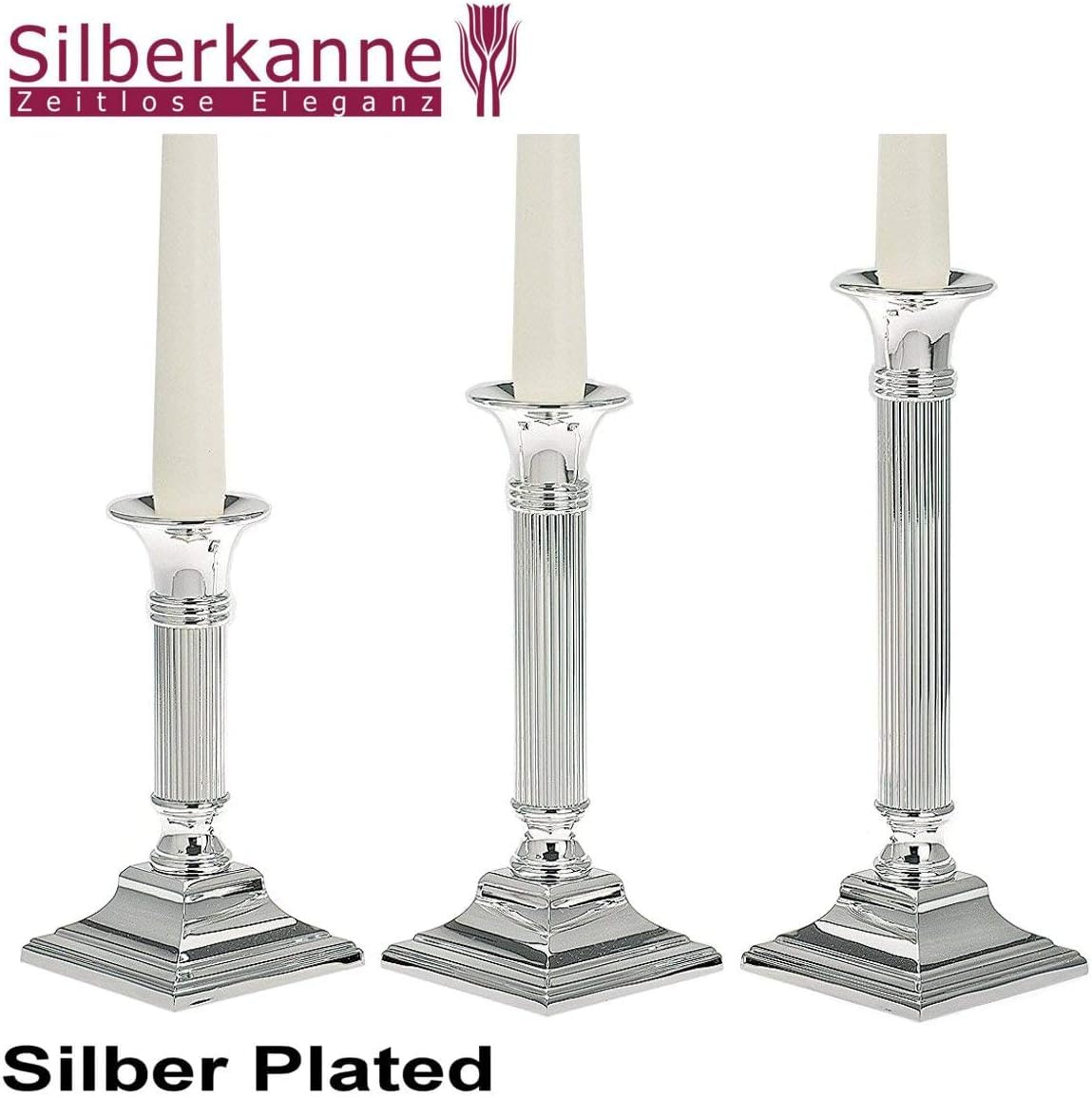 3er Set Silber-Kerzenständer Berlin (15/19/23cm) – Echt versilbert & Anlaufgeschützt – Edle Geschenkbox inklusive