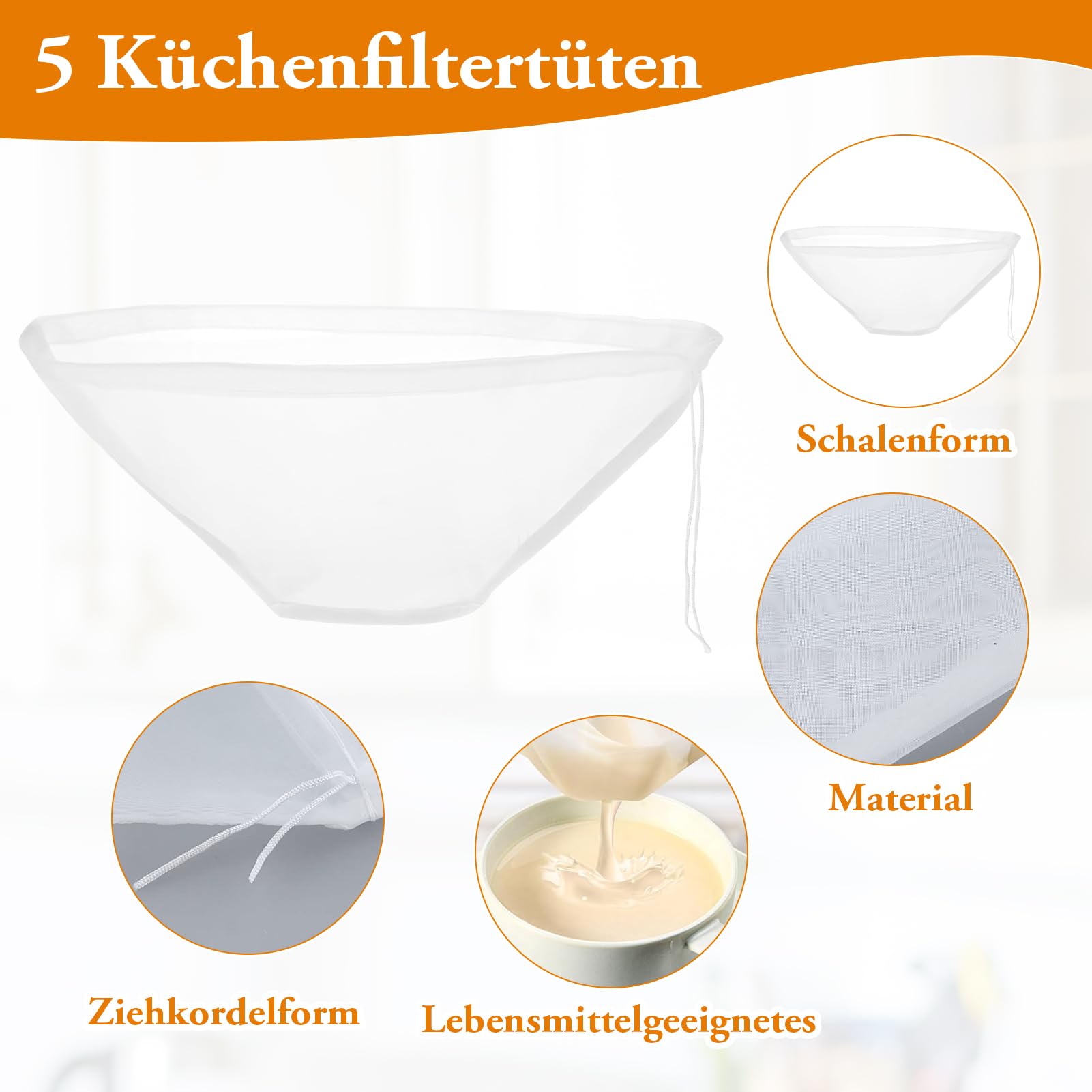 3 Sacchetti Per Latte Di Noci Riutilizzabili In Nylon - Filtro A Maglia Fine Per Succo, Tofu, Yogurt Greco E Tè - 2