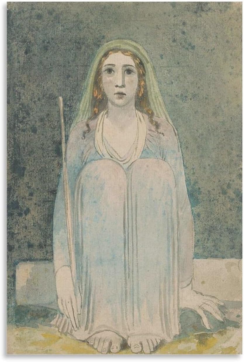 ZZYGGN GMGSW William Blake Poster《Seated Woman Holding A Staff》Painting Abstract Wall Art Picture William Blake Canvas Prints for Home Decor 40x50cm Frameless
