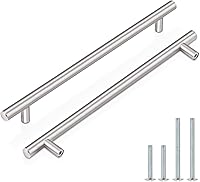 Vista 45 de Manijas Probrico modernas para gabinetes de cocina, con forma de T, color blanco