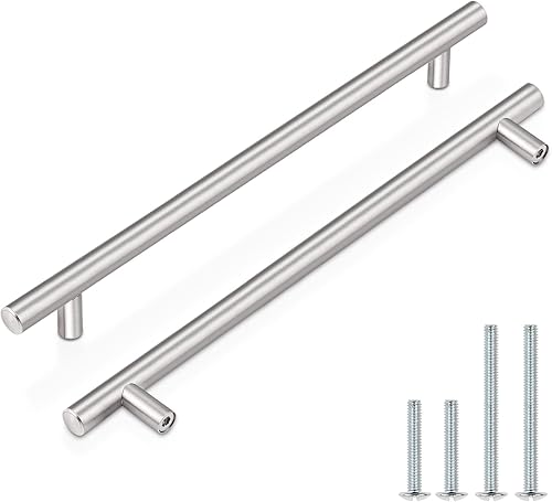 Miniatura 44 de Manijas en T de acero inoxidable niqueladas de Probrico, para gabinetes y cajones de cocina, Acero inoxidable, Paquete de 50 cepillado