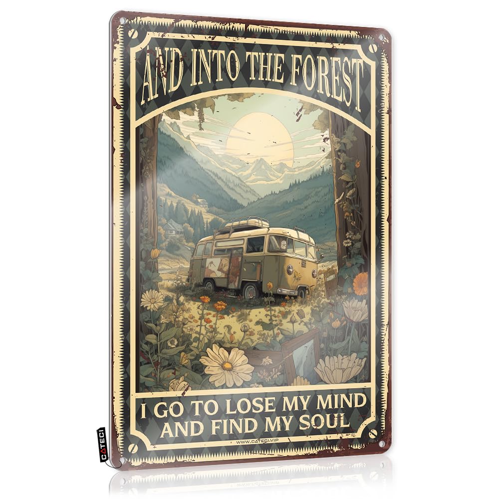 Tinsign Gift For Chef Vintage Wall Decor | Into The Forest I Go To Lose My Mind And Find My Soul Western For Highland Living Room(20X30CM)