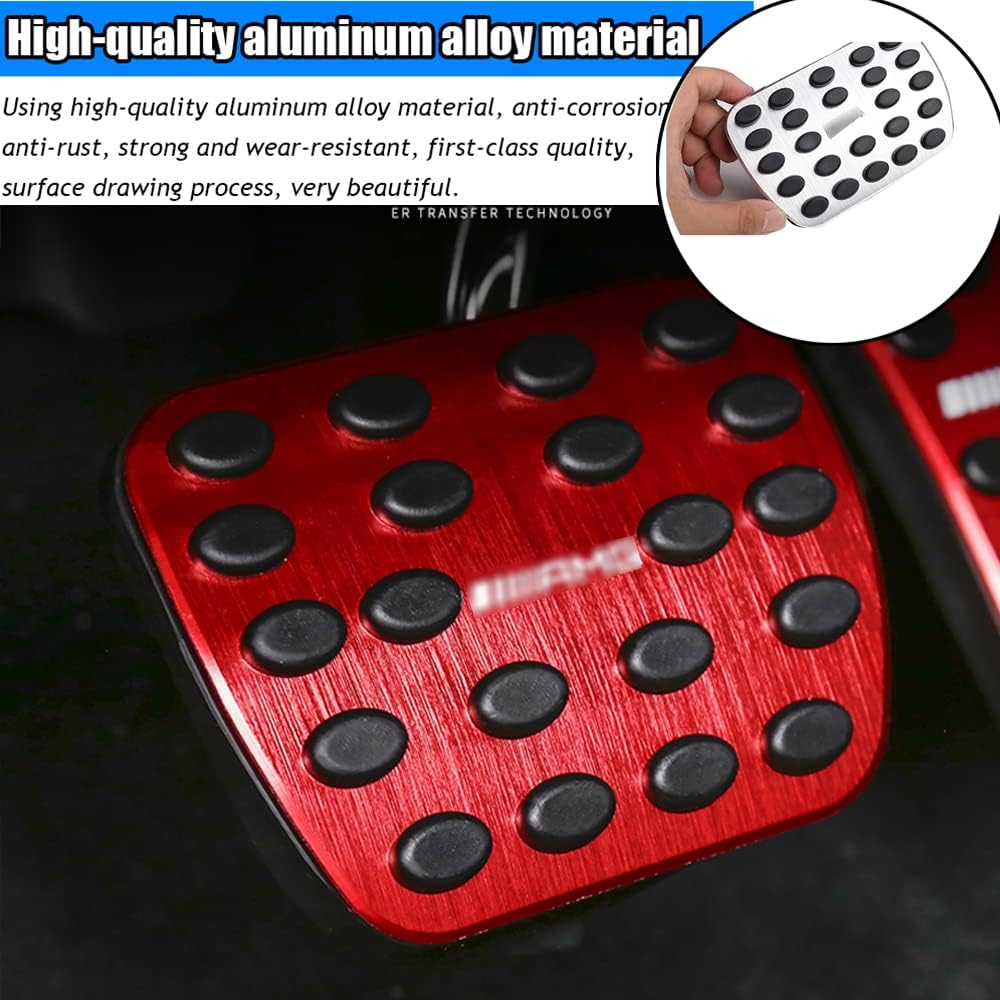 Custom Interior Accessories for 2019-2022 Mercedes-Benz A220 GLA GLB CLA250 aluminium alloy Gas Accelerator Pedal Covers,Anti-Slip No Drilling Brake Foot Pedal Pads 2 pieces/set(red)