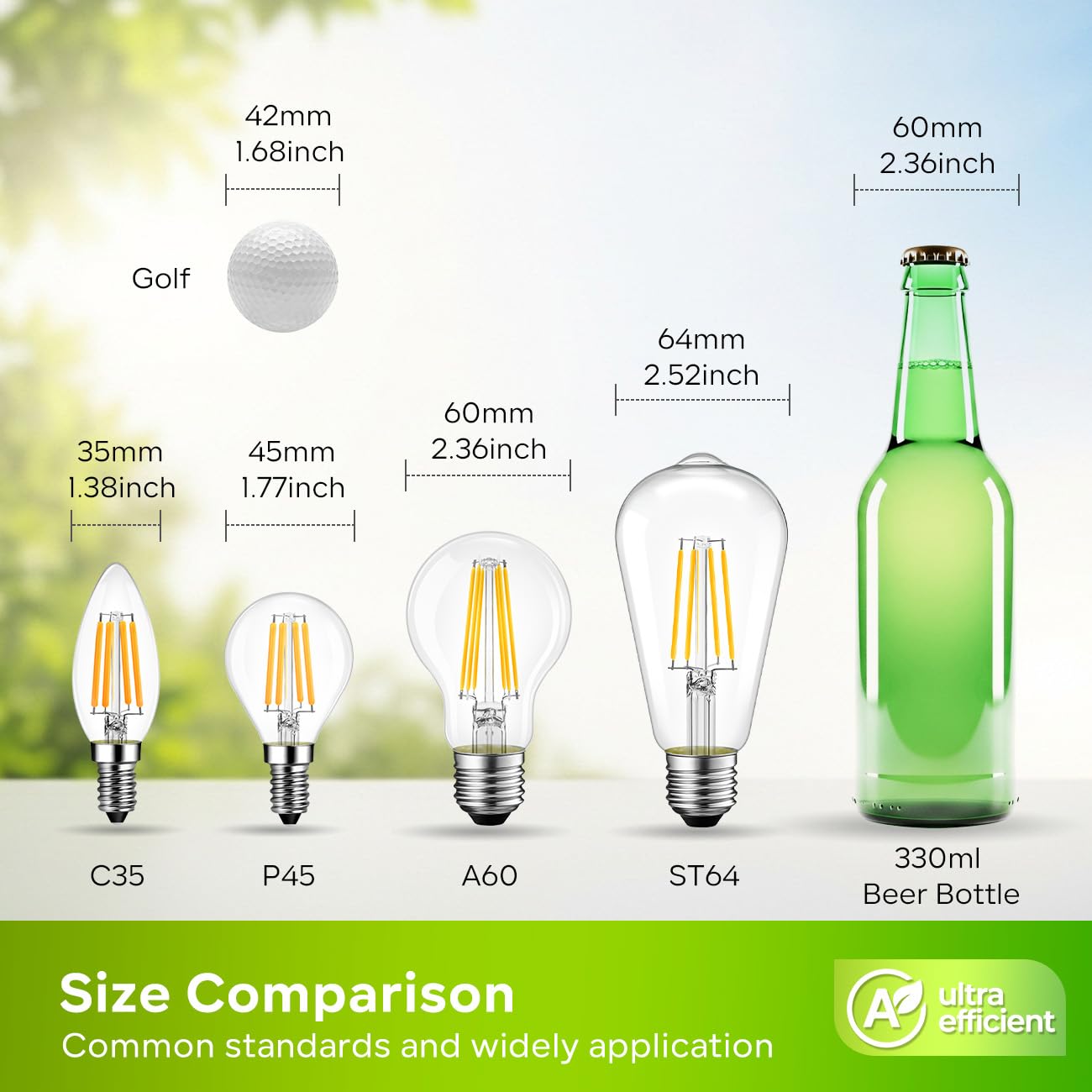 LVWIT Lampadine LED E27, Lampadine Filamento Classe A Ultra Efficiente, Luce Calda 2700k, 3.8W Equivalenti a 60W, 806LM, Forma a A60 Vintage, 93% Risparmio Energetico, Non Dimmerabile, 6 Pezzi