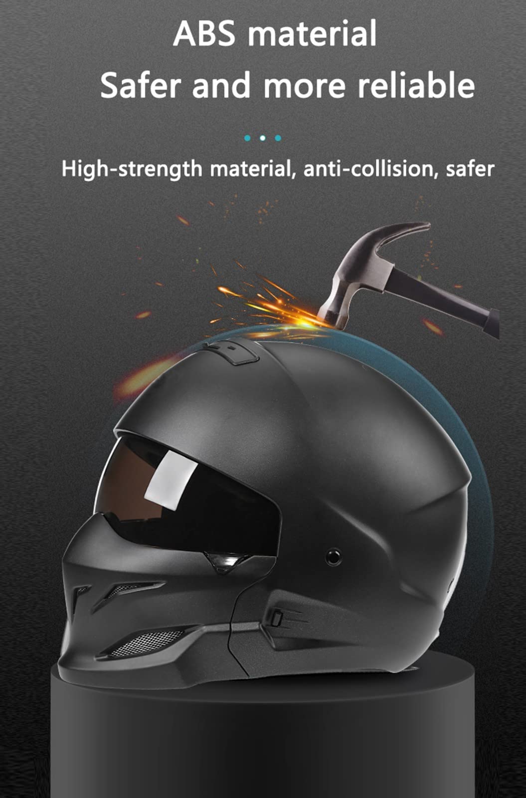 Casco Integrale Moto Retrò Scorpione Mezzo Casco Rimovibile Chin Crash Casco, Può Essere Casco Integrale Mezzo Casco, Casco Moto Certificato DOT/ECE Personalità Di Guida I,XL59-60CM
