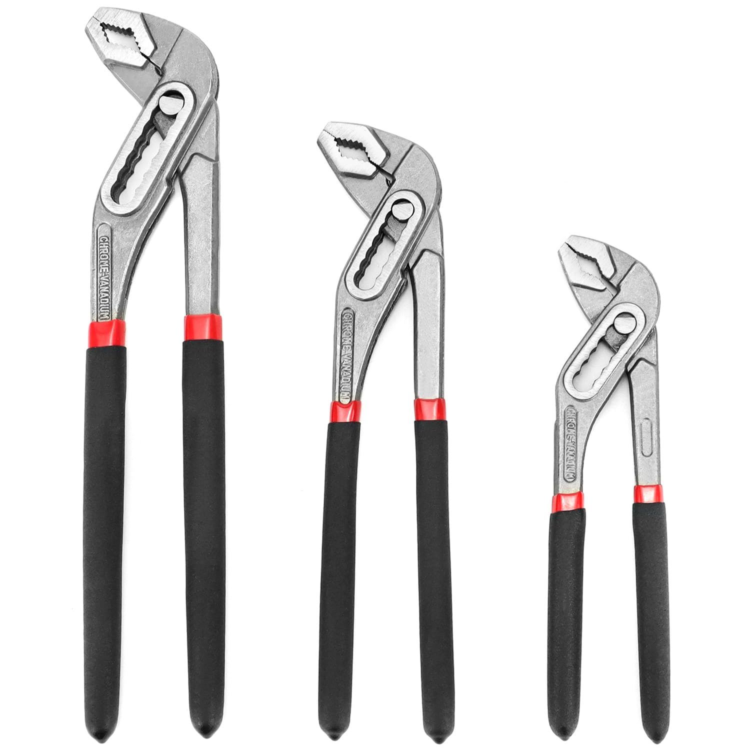 QWORK® Water Pump Pliers 8", 10", 12" - Non-Slip Joint Pliers with Non-Slip Handle, Adjustable Plumbing Pipe Grips Wrench — image 1
