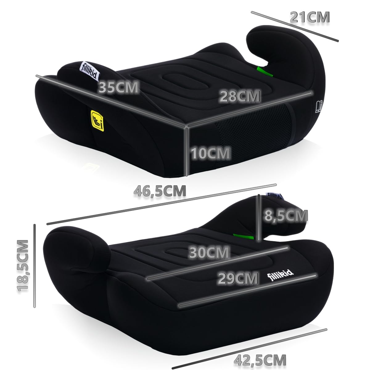 2x Sitzerhöhung Norm R129 Kindersitzerhöhung Auto Sitz Kindersitz schwarz